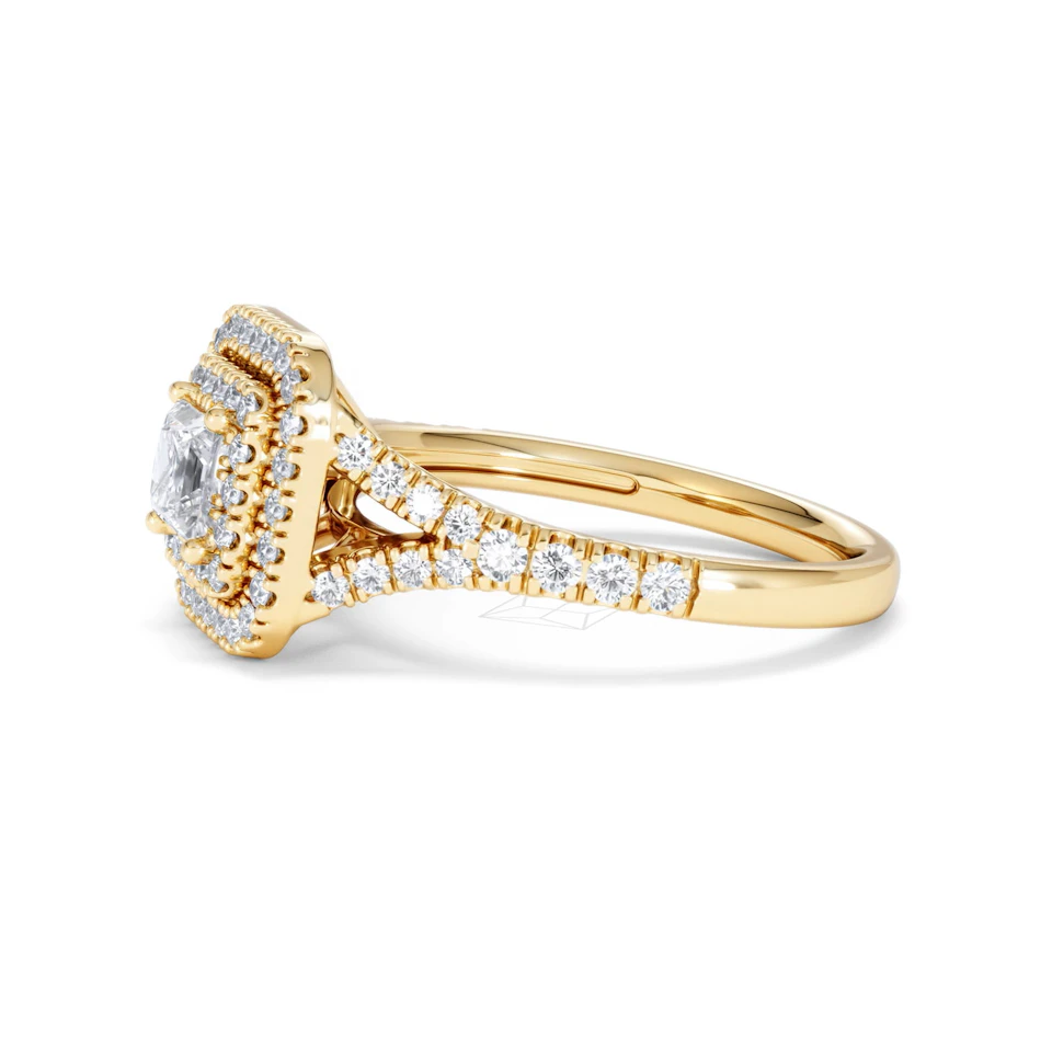 Cleopatra Lab Diamond Halo Engagement Ring in 18K Gold 1.20ct F/VS1