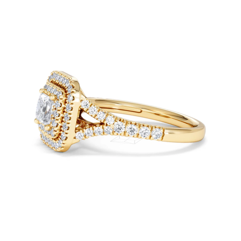Cleopatra Lab Diamond Halo Engagement Ring in 18K Gold 1.20ct F/VS1