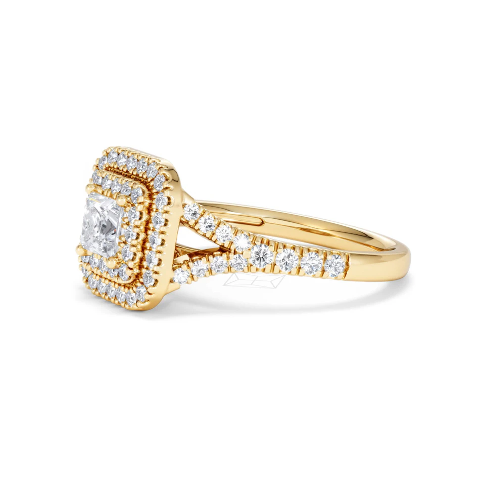 Cleopatra Lab Diamond Halo Engagement Ring in 18K Gold 1.20ct F/VS1
