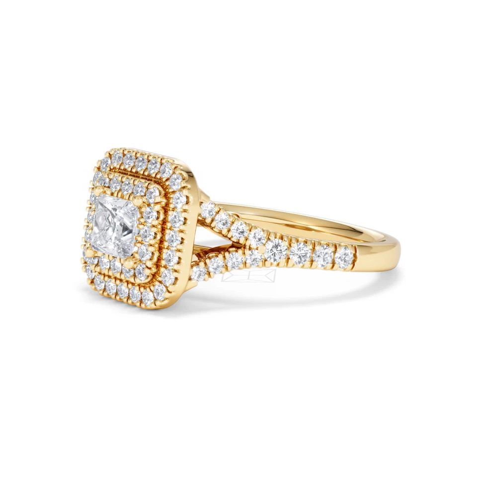 Cleopatra Lab Diamond Halo Engagement Ring in 18K Gold 1.20ct F/VS1