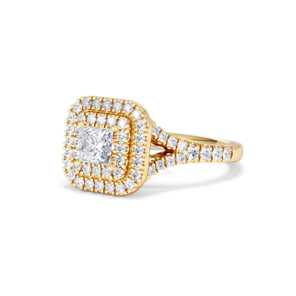 Cleopatra Lab Diamond Halo Engagement Ring in 18K Gold 1.20ct F/VS1