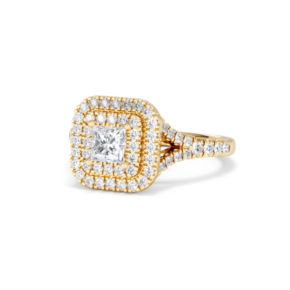 Cleopatra Lab Diamond Halo Engagement Ring in 18K Gold 1.20ct F/VS1