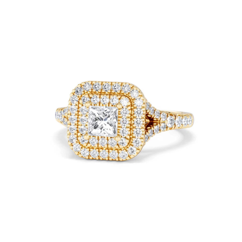 Cleopatra Lab Diamond Halo Engagement Ring in 18K Gold 1.20ct F/VS1