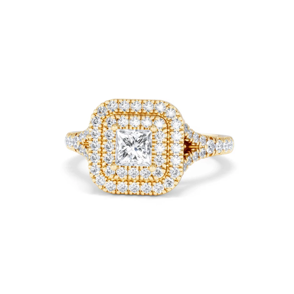 Cleopatra Lab Diamond Halo Engagement Ring in 18K Gold 1.20ct F/VS1