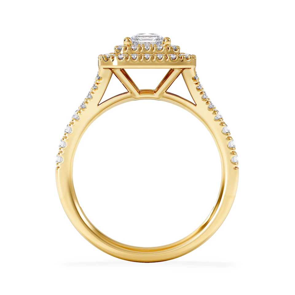 Cleopatra Lab Diamond Halo Engagement Ring in 18K Gold 1.20ct F/VS1