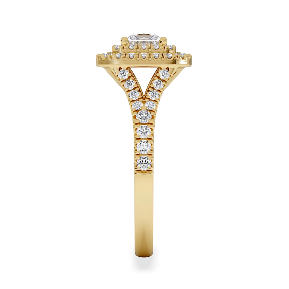 Cleopatra Lab Diamond Halo Engagement Ring in 18K Gold 1.20ct F/VS1