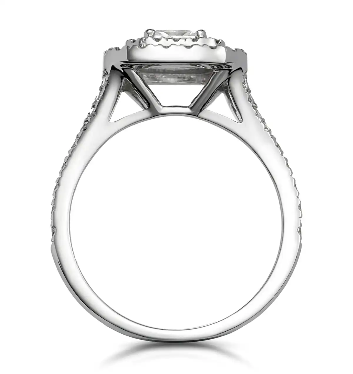 Cleopatra Diamond Halo Engagement Ring in Platinum 1.20ct G/VS1