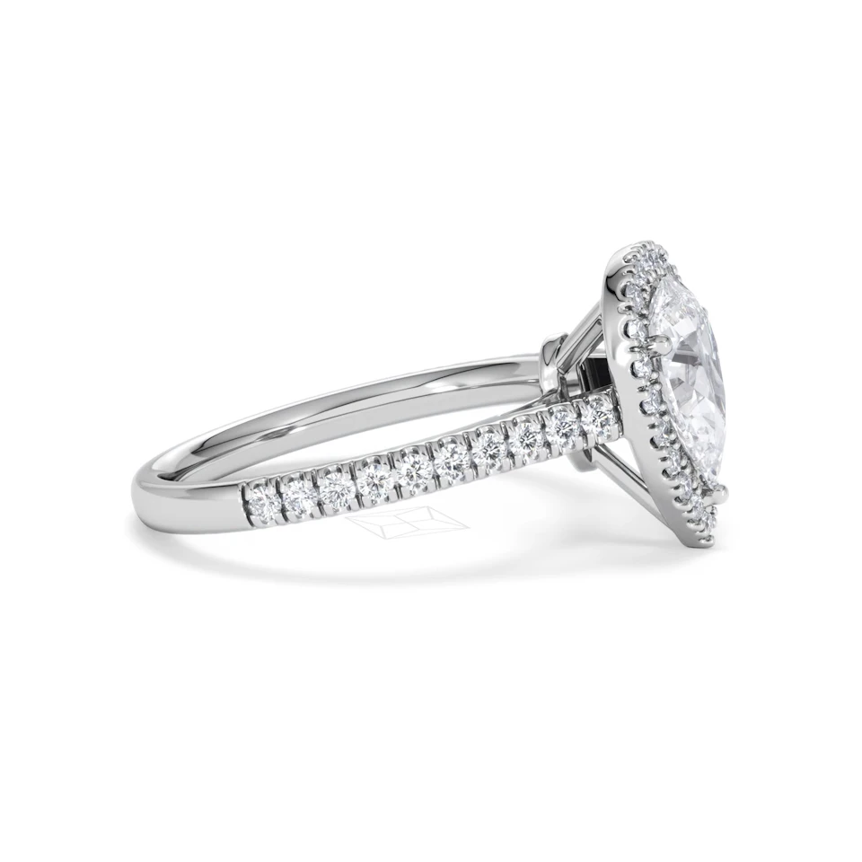 Diana Lab Diamond Pear Halo Engagement Ring 18KW Gold 1.60ct F/VS1