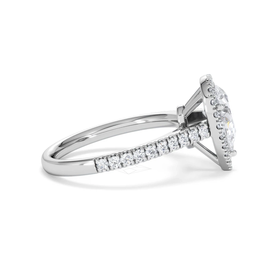 Diana Lab Diamond Pear Halo Engagement Ring 18KW Gold 1.60ct F/VS1