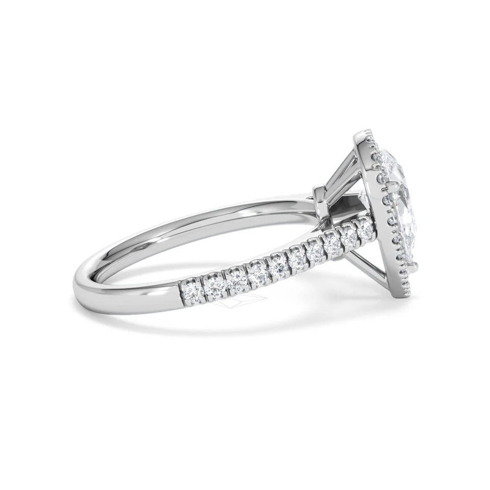 Diana Lab Diamond Pear Halo Engagement Ring 18KW Gold 1.60ct F/VS1