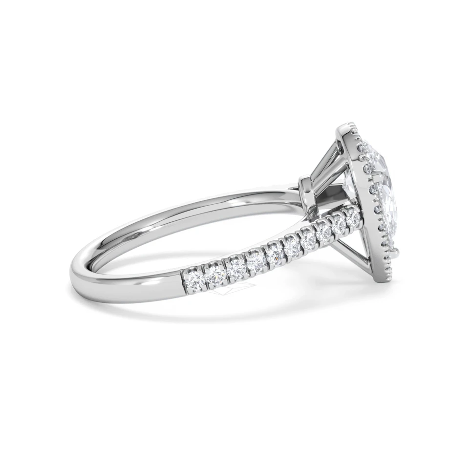 Diana Lab Diamond Pear Halo Engagement Ring 18KW Gold 1.60ct F/VS1