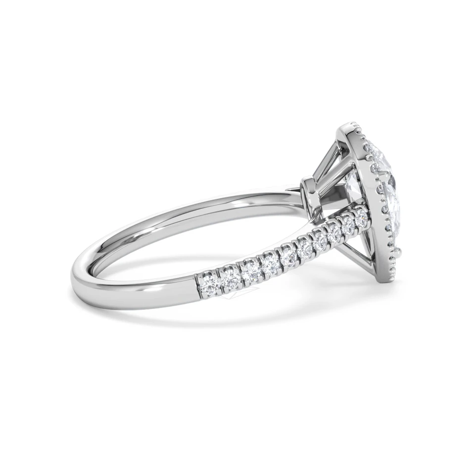 Diana Lab Diamond Pear Halo Engagement Ring 18KW Gold 1.60ct F/VS1