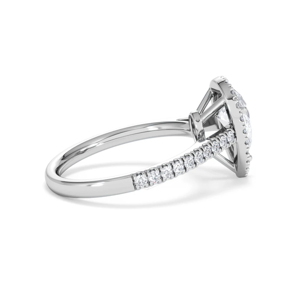 Diana Lab Diamond Pear Halo Engagement Ring 18KW Gold 1.60ct F/VS1