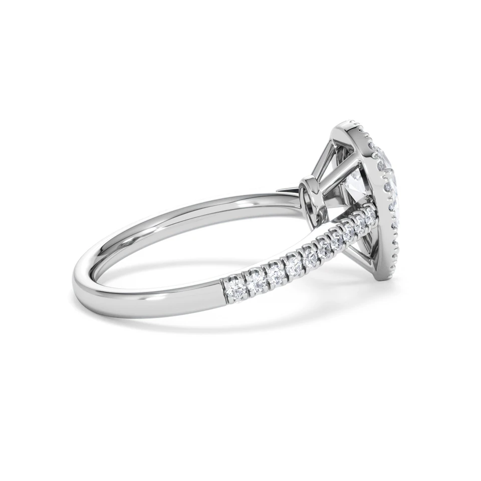 Diana Lab Diamond Pear Halo Engagement Ring 18KW Gold 1.60ct F/VS1