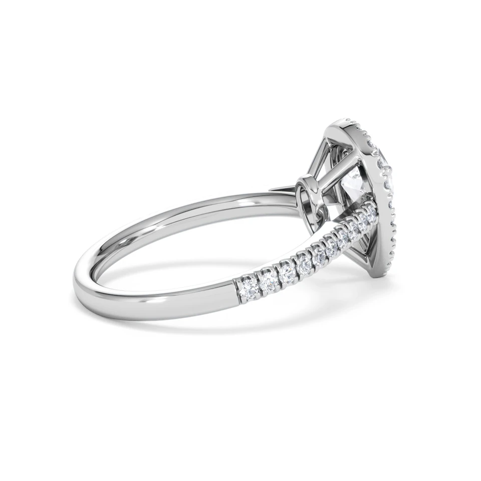 Diana Lab Diamond Pear Halo Engagement Ring 18KW Gold 1.60ct F/VS1