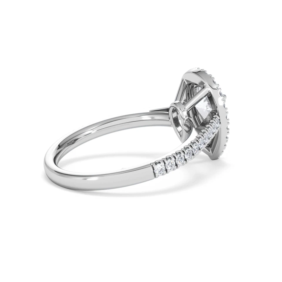 Diana Lab Diamond Pear Halo Engagement Ring 18KW Gold 1.60ct F/VS1