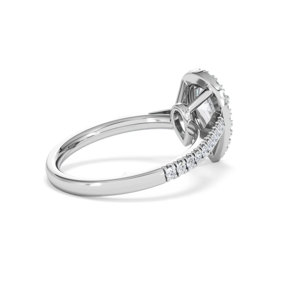 Diana Lab Diamond Pear Halo Engagement Ring 18KW Gold 1.60ct F/VS1