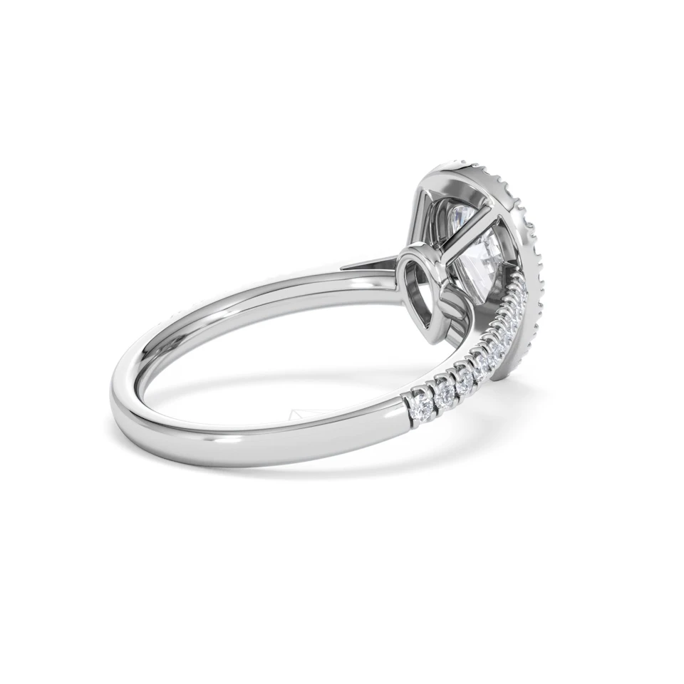 Diana Lab Diamond Pear Halo Engagement Ring 18KW Gold 1.60ct F/VS1