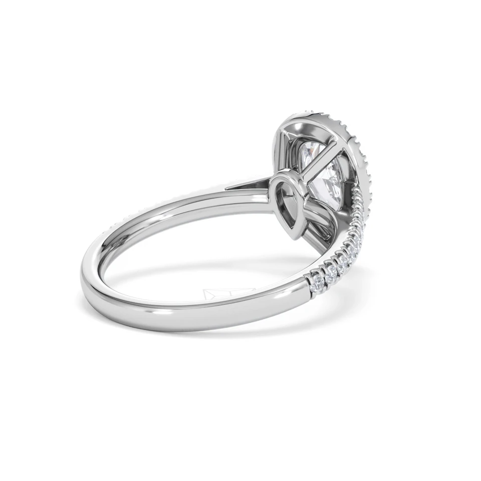 Diana Lab Diamond Pear Halo Engagement Ring 18KW Gold 1.60ct F/VS1