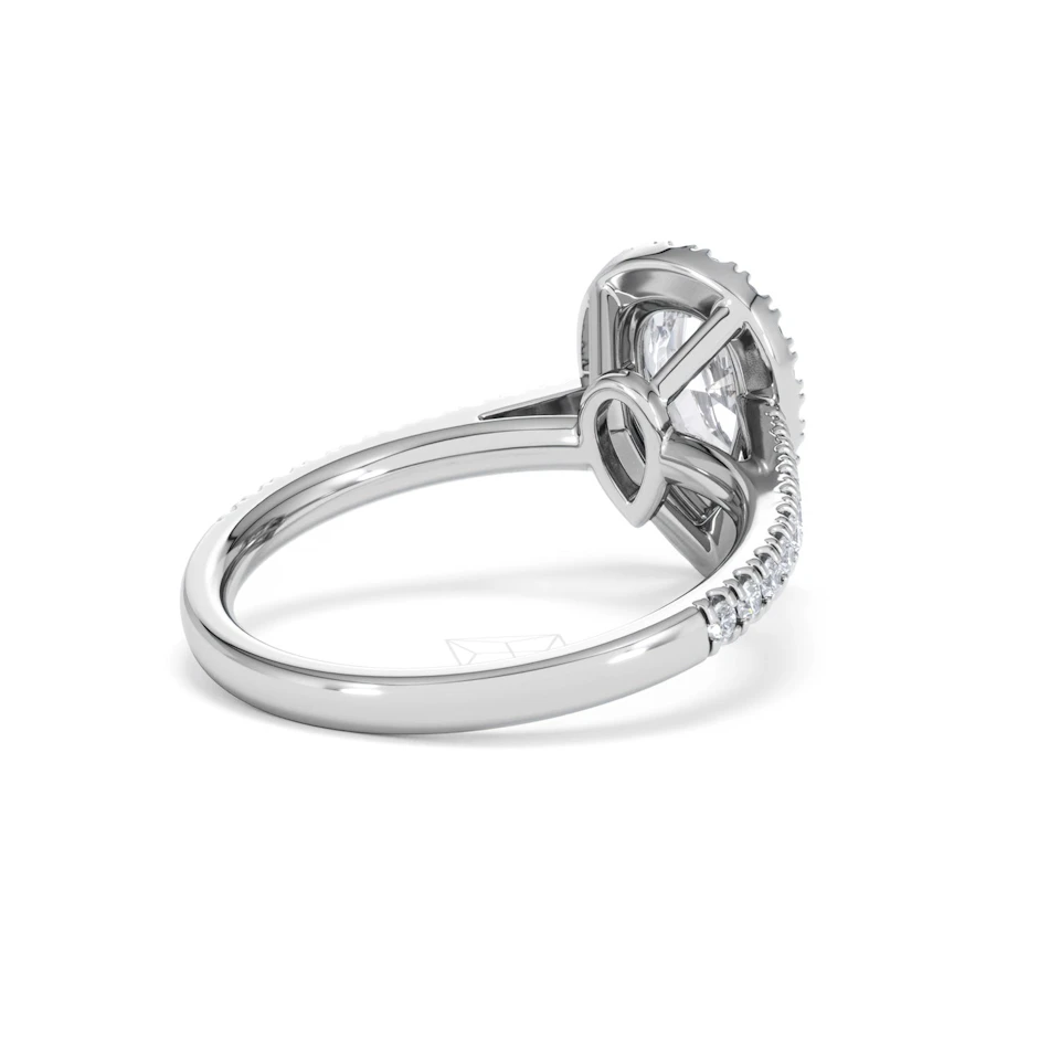 Diana Lab Diamond Pear Halo Engagement Ring 18KW Gold 1.60ct F/VS1