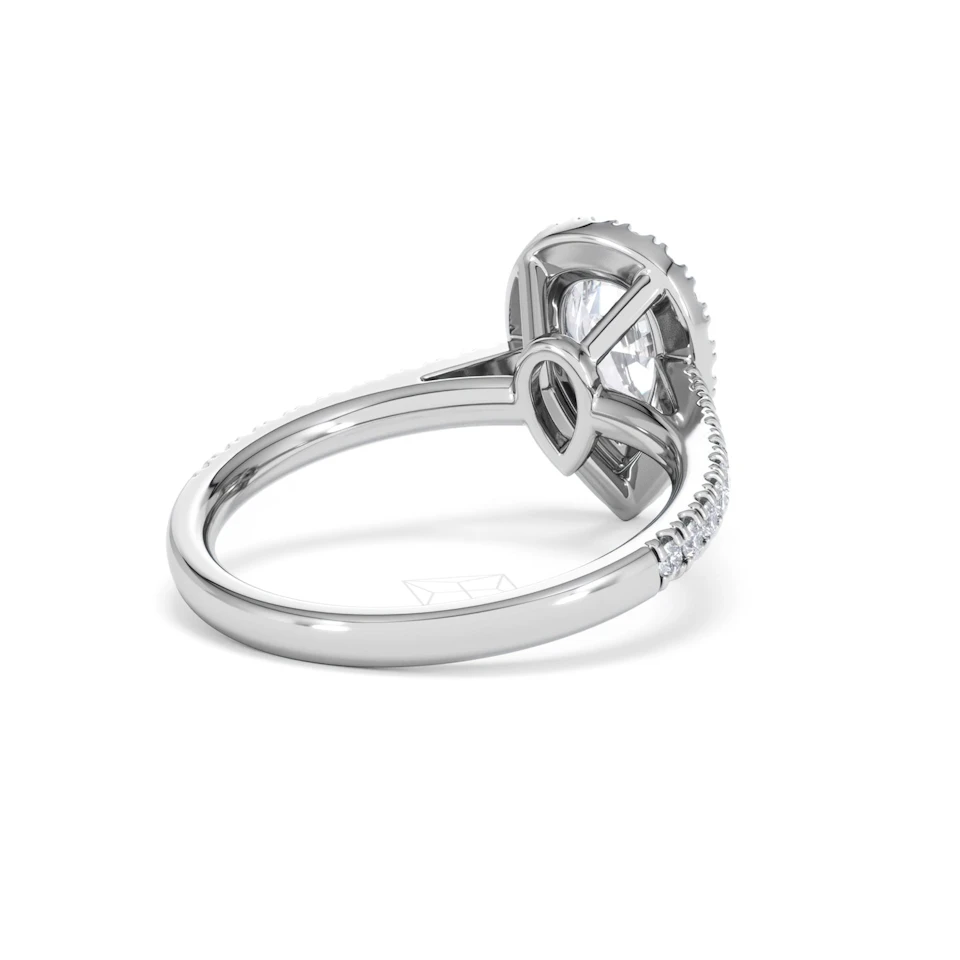 Diana Lab Diamond Pear Halo Engagement Ring 18KW Gold 1.60ct F/VS1