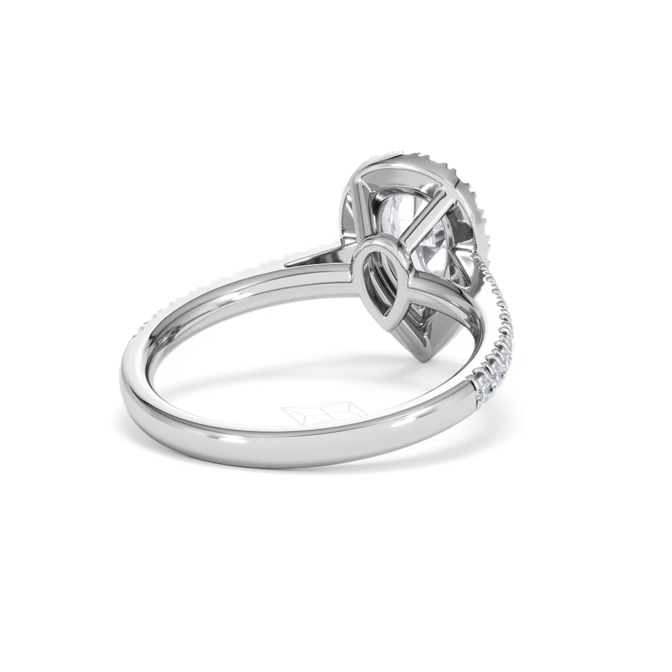 Diana Lab Diamond Pear Halo Engagement Ring 18KW Gold 1.60ct F/VS1
