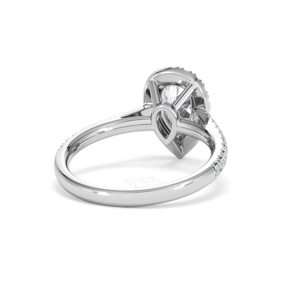 Diana Lab Diamond Pear Halo Engagement Ring 18KW Gold 1.60ct F/VS1