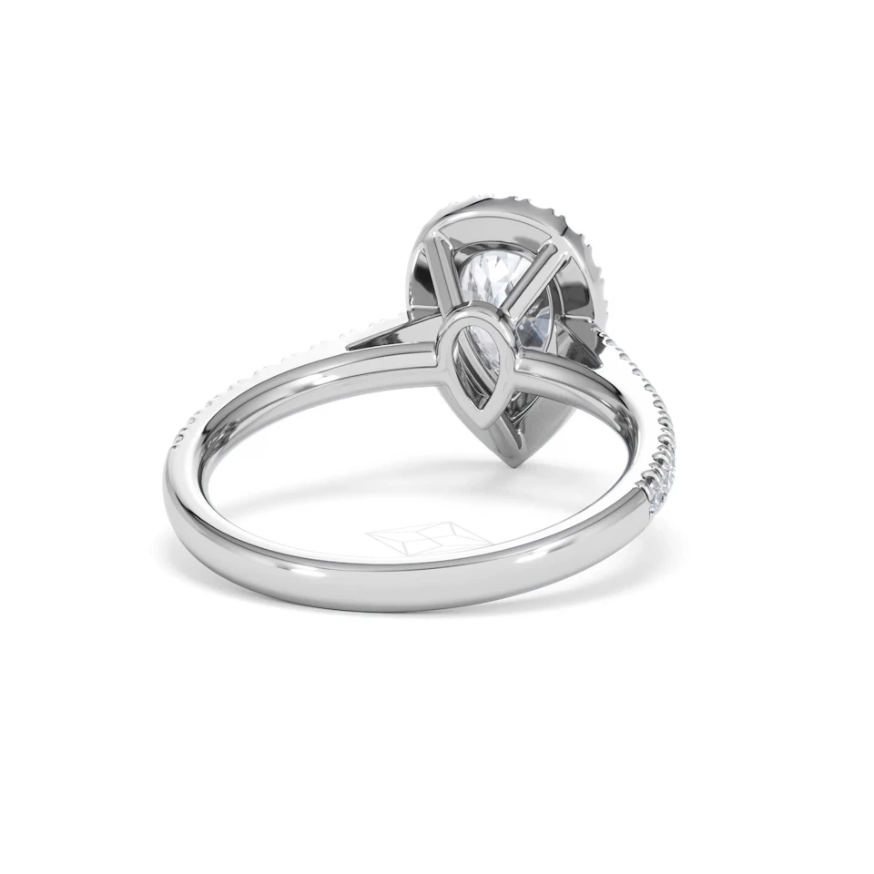Diana Lab Diamond Pear Halo Engagement Ring 18KW Gold 1.60ct F/VS1