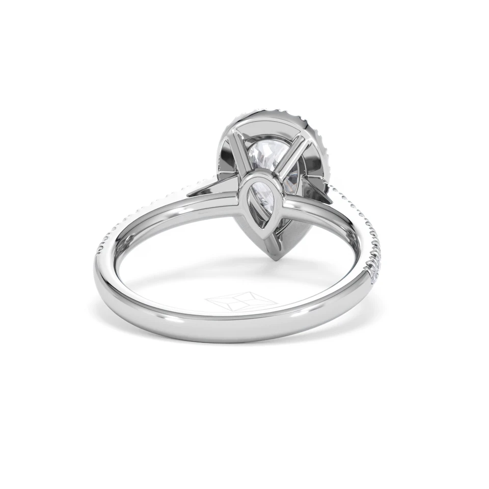 Diana Lab Diamond Pear Halo Engagement Ring 18KW Gold 1.60ct F/VS1