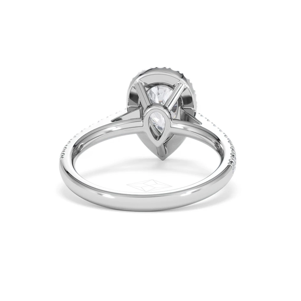 Diana Lab Diamond Pear Halo Engagement Ring 18KW Gold 1.60ct F/VS1