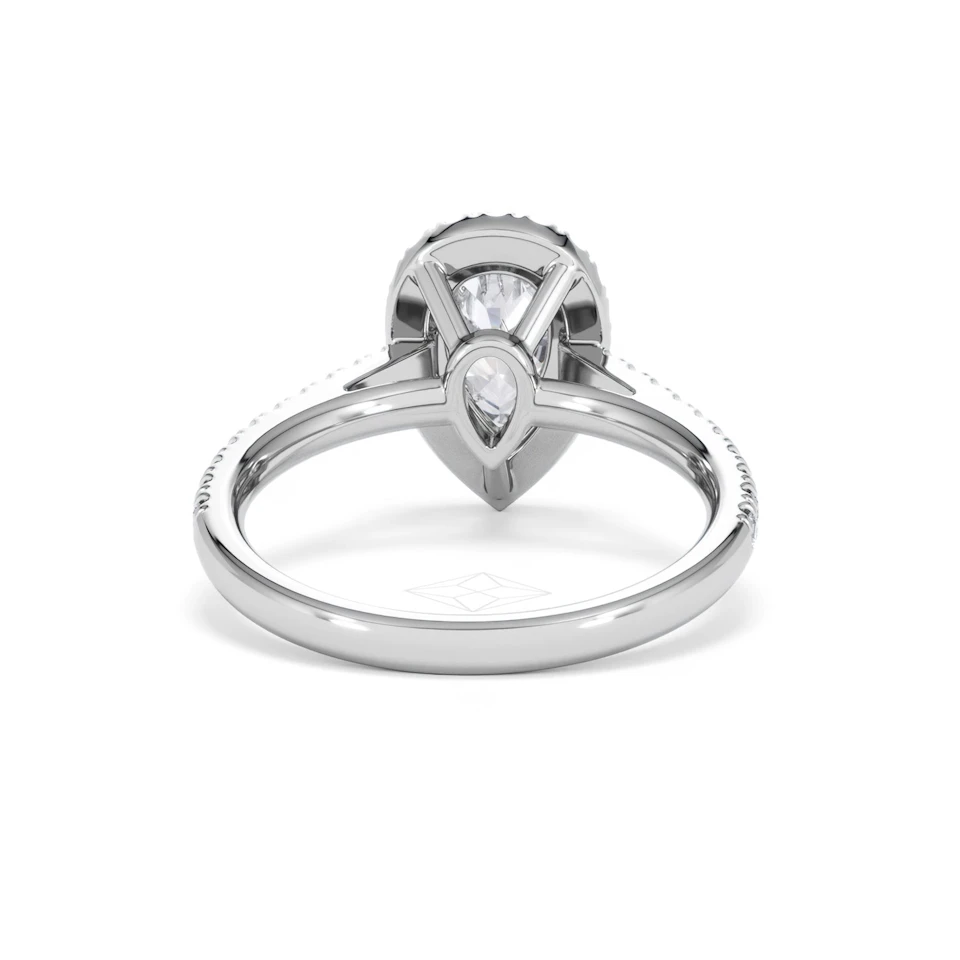 Diana Lab Diamond Pear Halo Engagement Ring 18KW Gold 1.60ct F/VS1