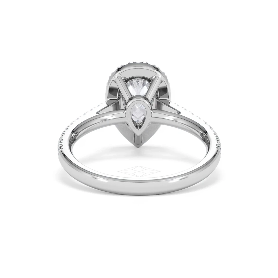 Diana Lab Diamond Pear Halo Engagement Ring 18KW Gold 1.60ct F/VS1