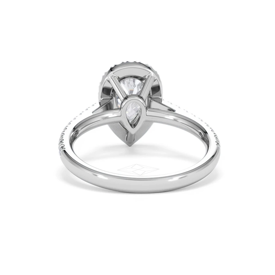 Diana Lab Diamond Pear Halo Engagement Ring 18KW Gold 1.60ct F/VS1