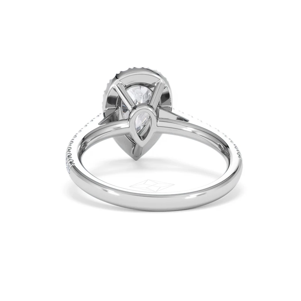 Diana Lab Diamond Pear Halo Engagement Ring 18KW Gold 1.60ct F/VS1