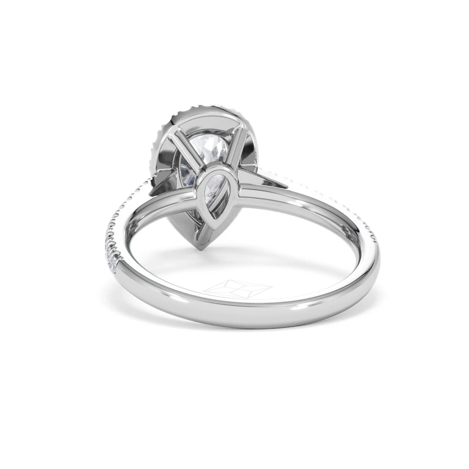Diana Lab Diamond Pear Halo Engagement Ring 18KW Gold 1.60ct F/VS1