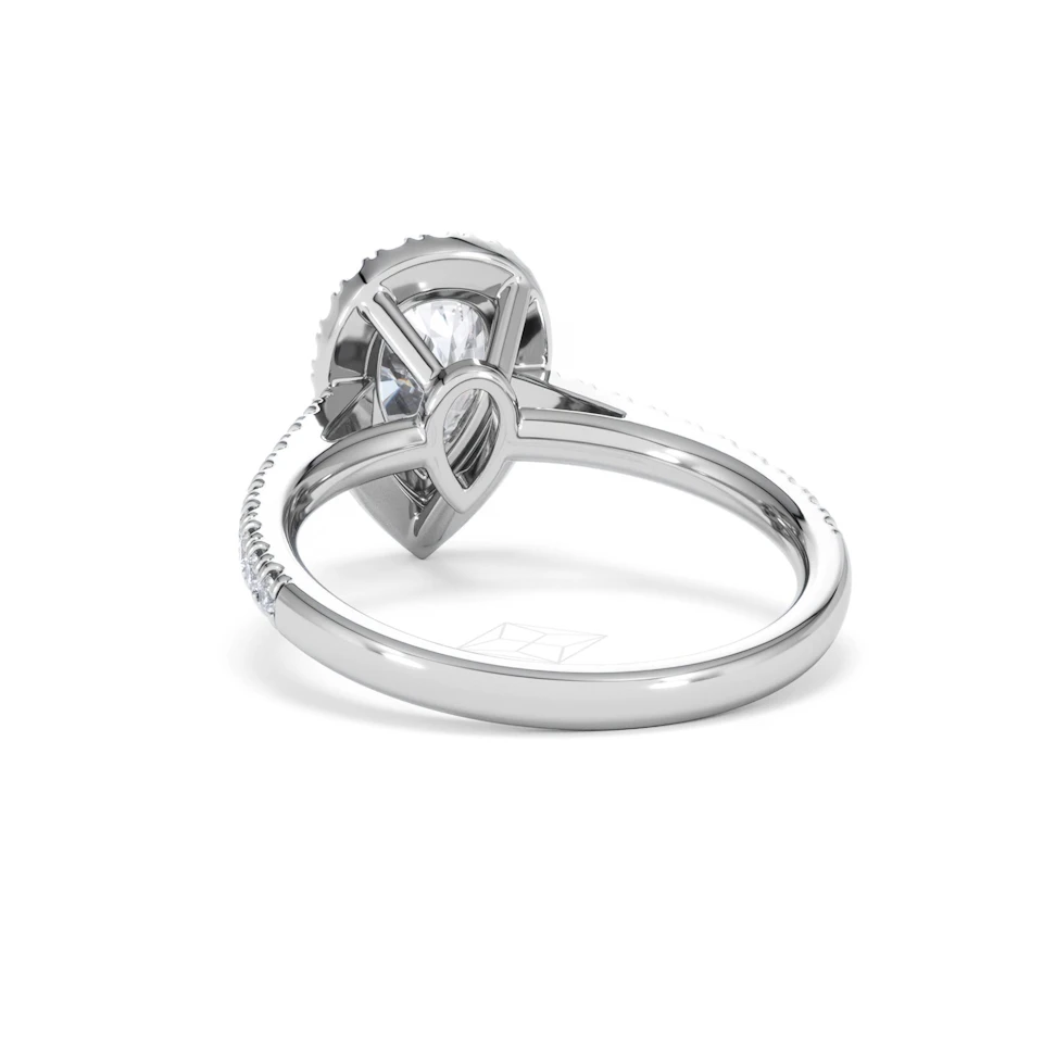 Diana Lab Diamond Pear Halo Engagement Ring 18KW Gold 1.60ct F/VS1