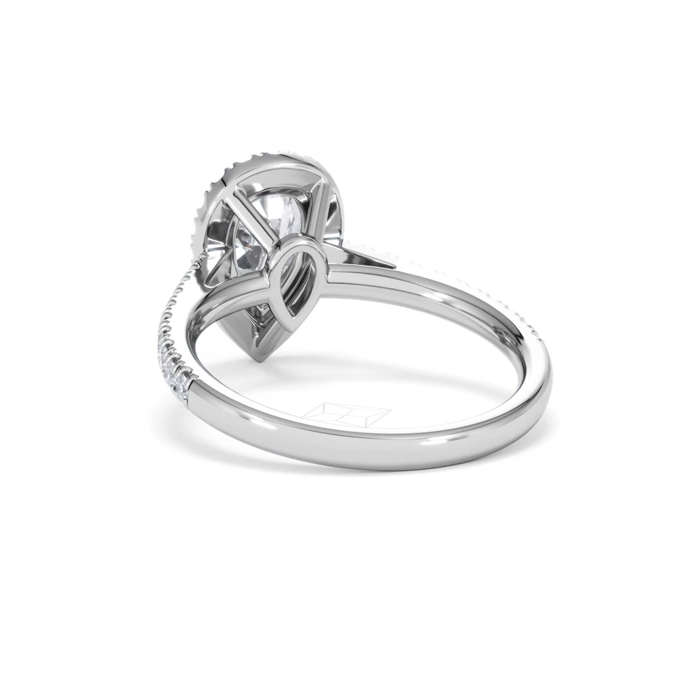 Diana Lab Diamond Pear Halo Engagement Ring 18KW Gold 1.60ct F/VS1