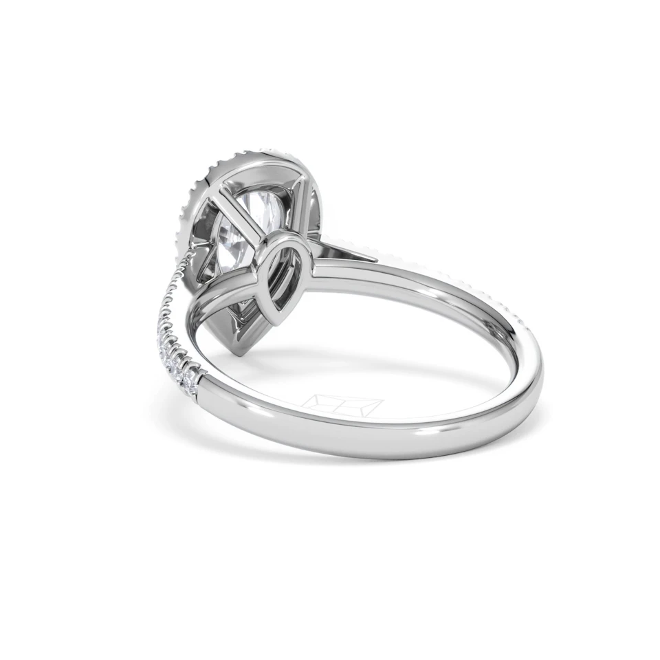Diana Lab Diamond Pear Halo Engagement Ring 18KW Gold 1.60ct F/VS1