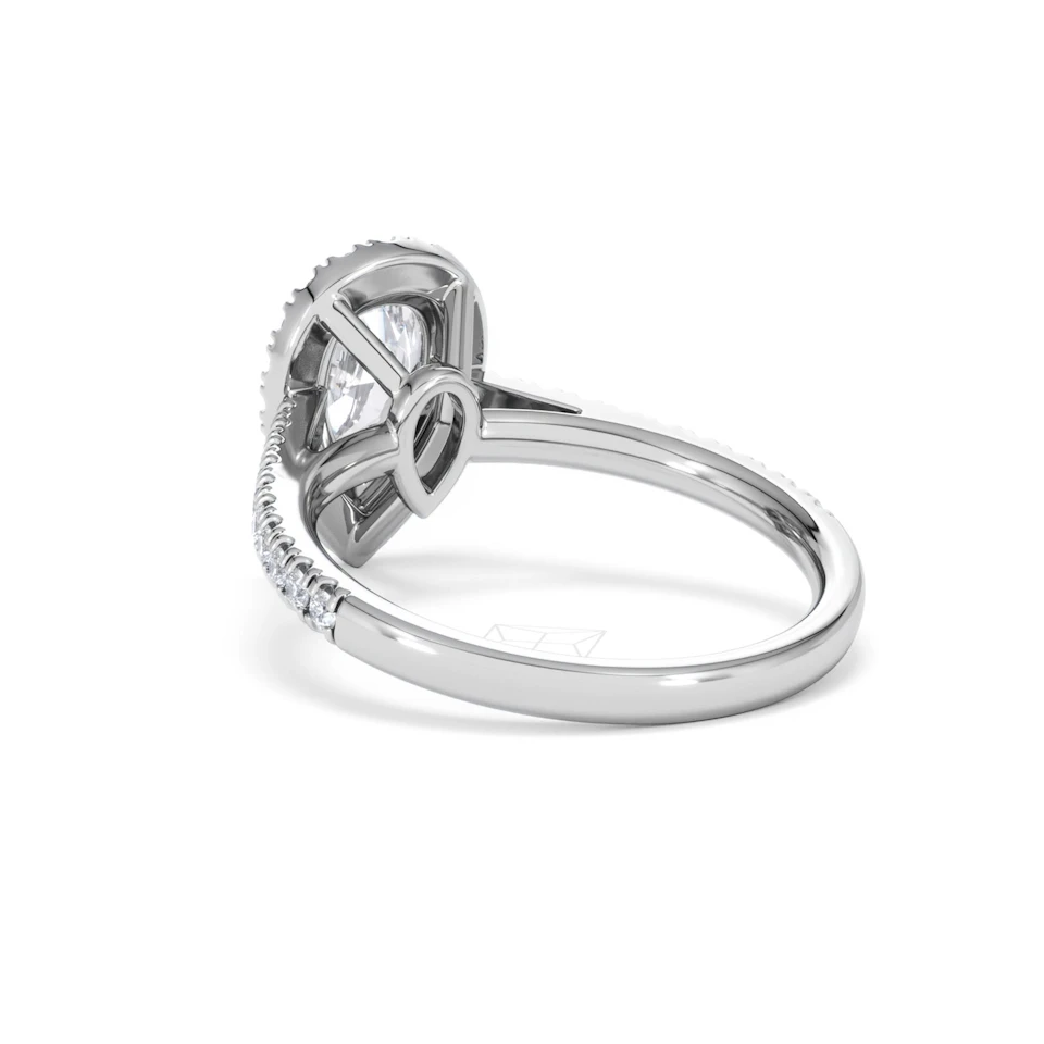 Diana Lab Diamond Pear Halo Engagement Ring 18KW Gold 1.60ct F/VS1