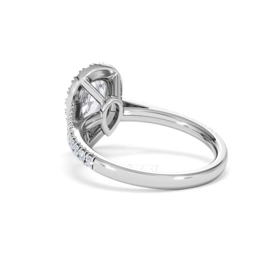 Diana Lab Diamond Pear Halo Engagement Ring 18KW Gold 1.60ct F/VS1