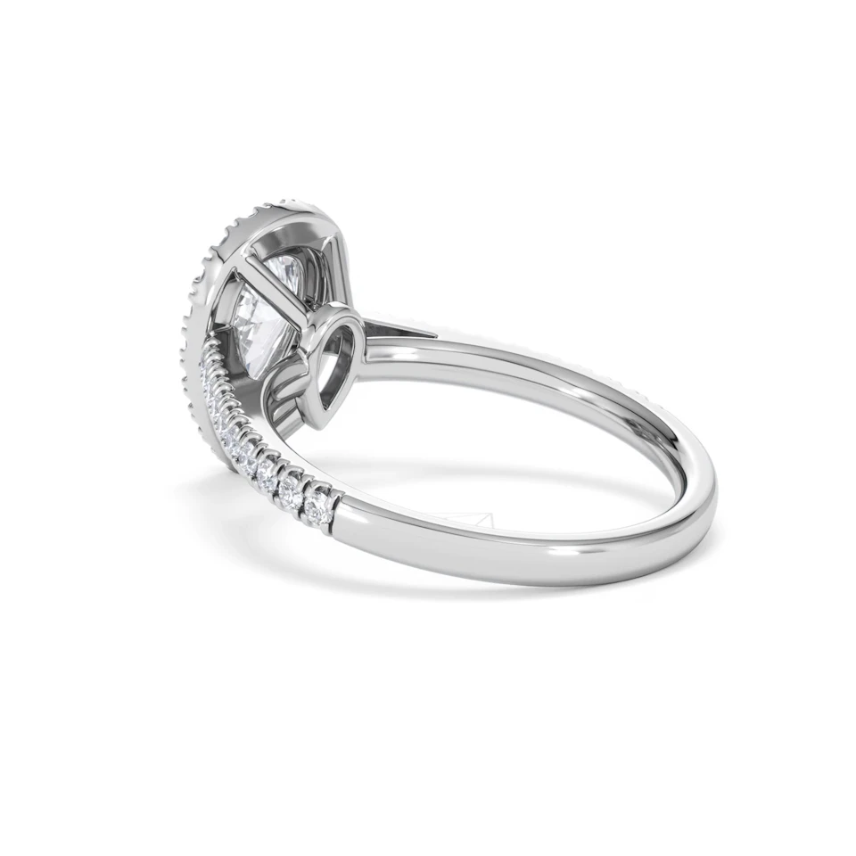 Diana Lab Diamond Pear Halo Engagement Ring 18KW Gold 1.60ct F/VS1
