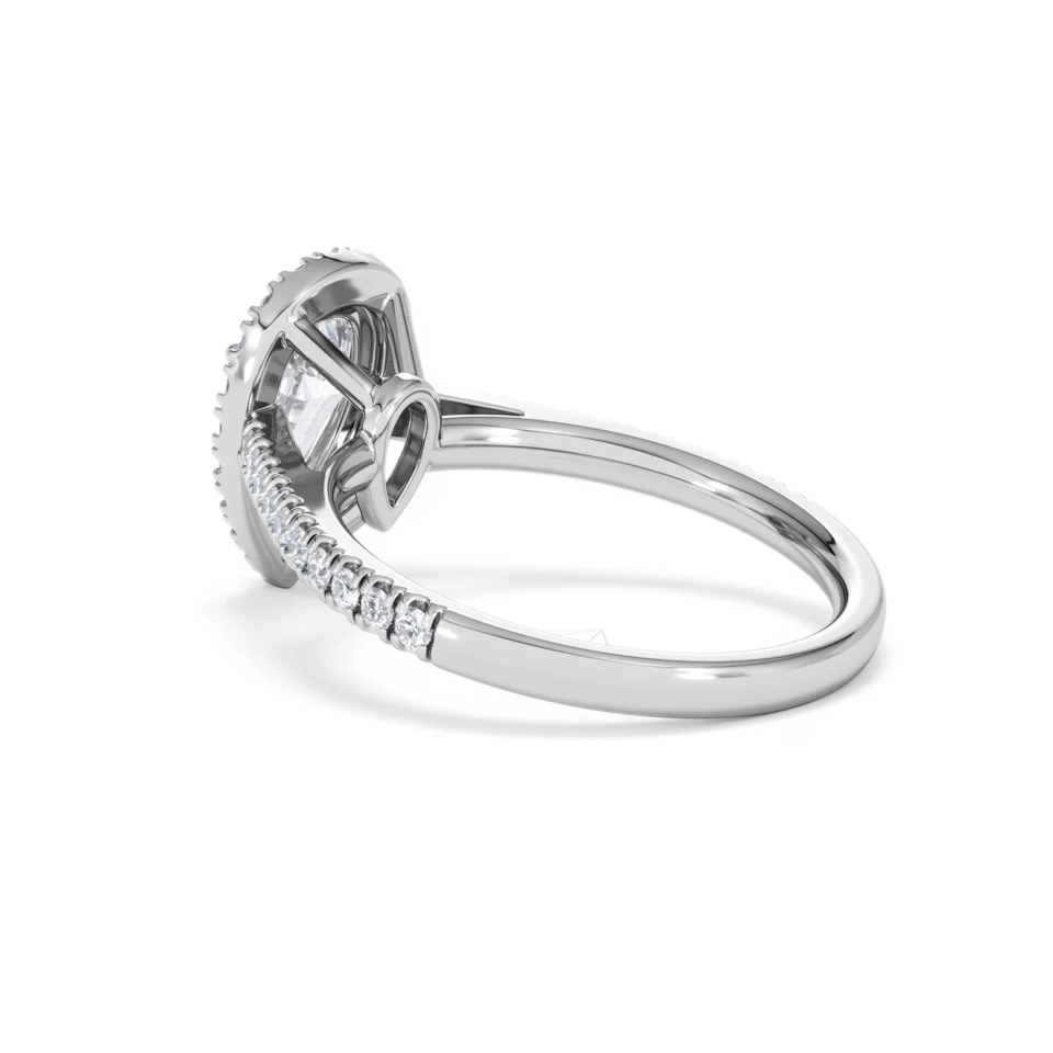 Diana Lab Diamond Pear Halo Engagement Ring 18KW Gold 1.60ct F/VS1