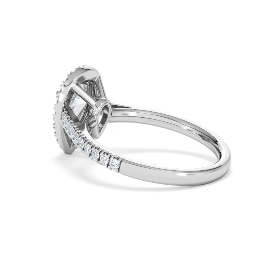 Diana Lab Diamond Pear Halo Engagement Ring 18KW Gold 1.60ct F/VS1