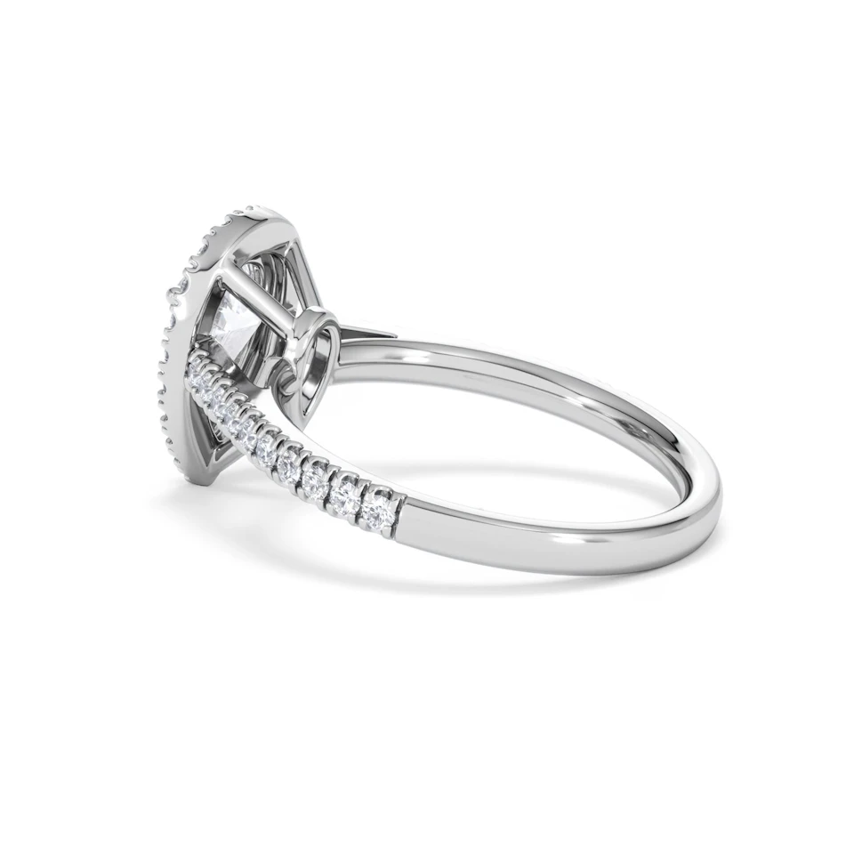 Diana Lab Diamond Pear Halo Engagement Ring 18KW Gold 1.60ct F/VS1