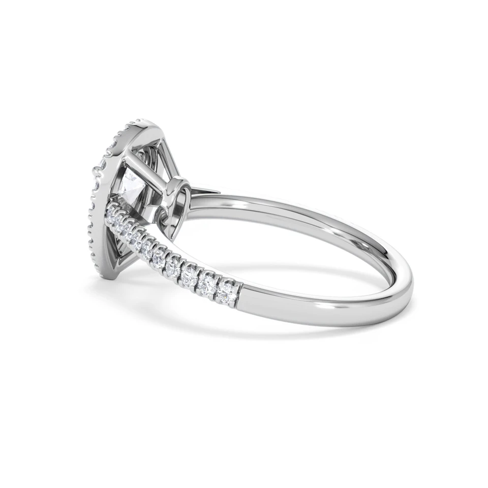 Diana Lab Diamond Pear Halo Engagement Ring 18KW Gold 1.60ct F/VS1