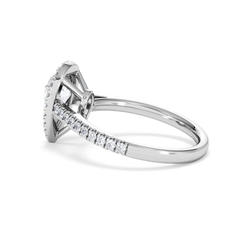 Diana Lab Diamond Pear Halo Engagement Ring 18KW Gold 1.60ct F/VS1
