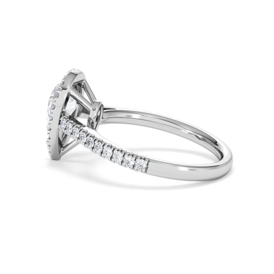 Diana Lab Diamond Pear Halo Engagement Ring 18KW Gold 1.60ct F/VS1