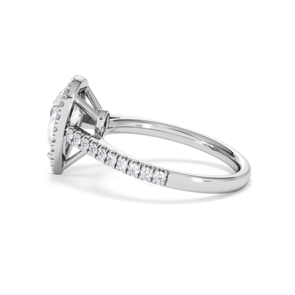 Diana Lab Diamond Pear Halo Engagement Ring 18KW Gold 1.60ct F/VS1