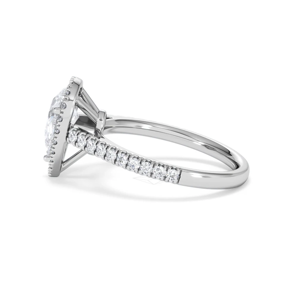 Diana Lab Diamond Pear Halo Engagement Ring 18KW Gold 1.60ct F/VS1