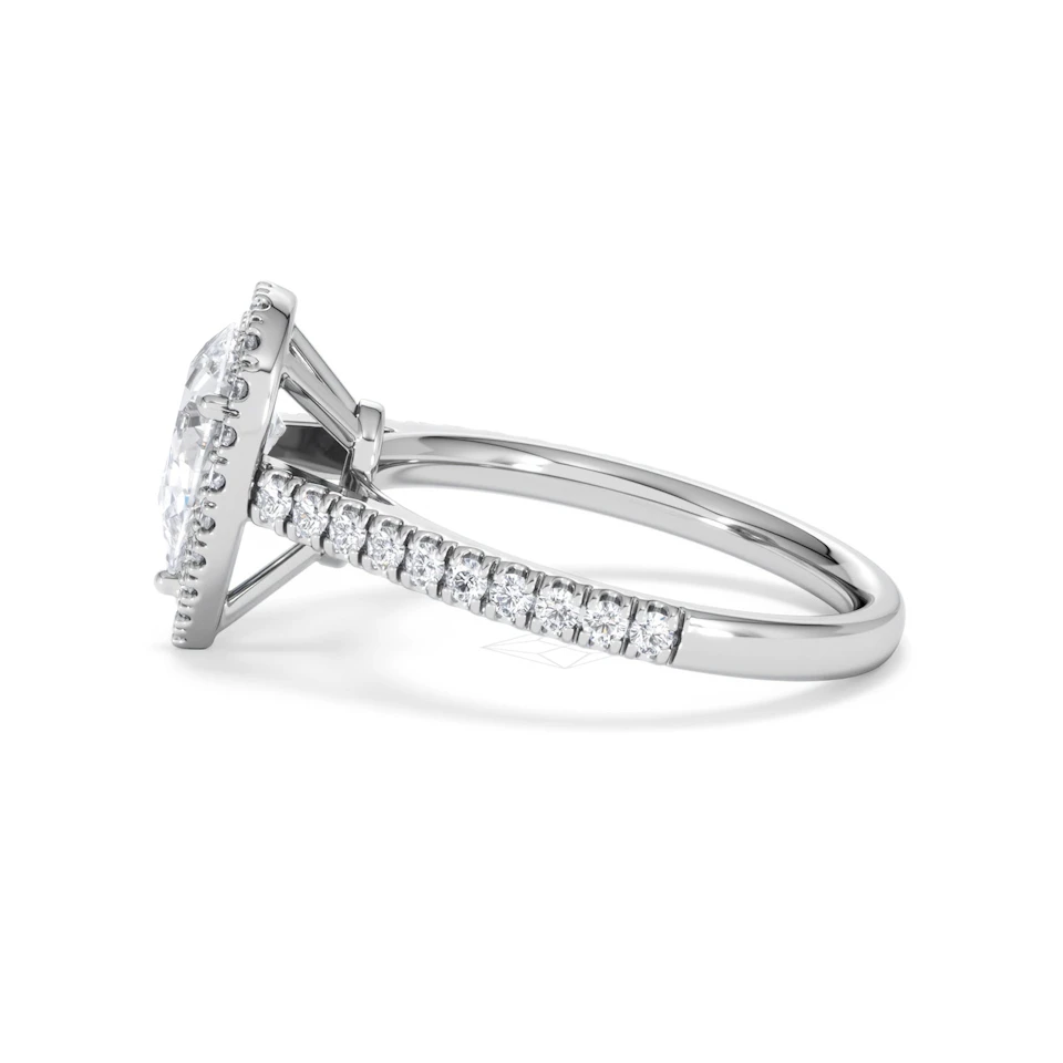 Diana Lab Diamond Pear Halo Engagement Ring 18KW Gold 1.60ct F/VS1